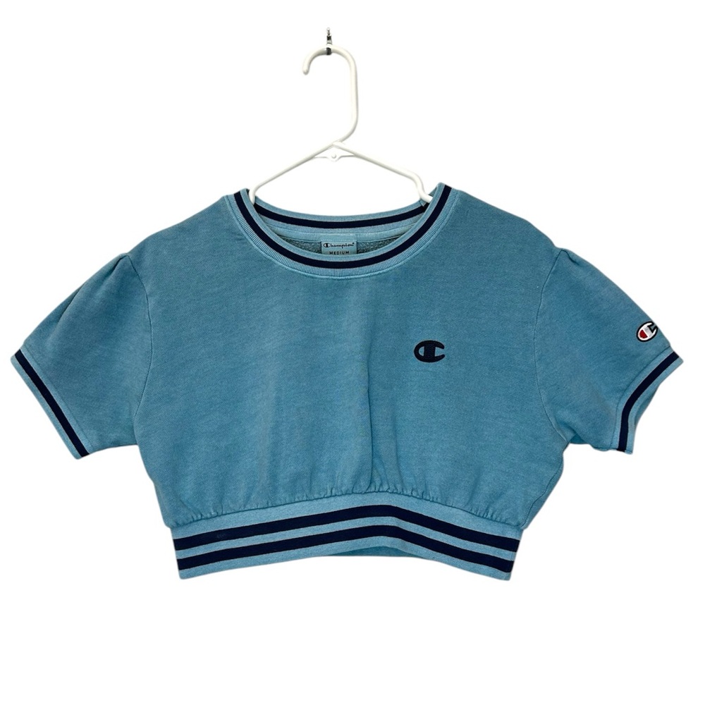 Champion Cropped Sweatshirt Blue Womens Medium